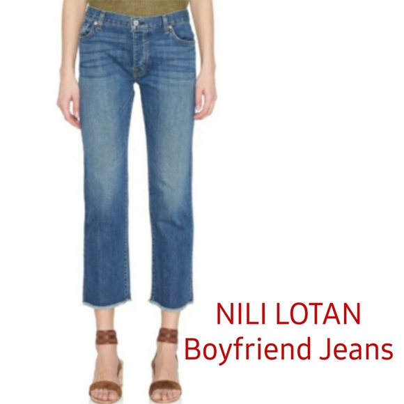 Nili Lotan Denim - NILI LOTAN BOYFRIEND FRAYED HEM ANKLE JEAN